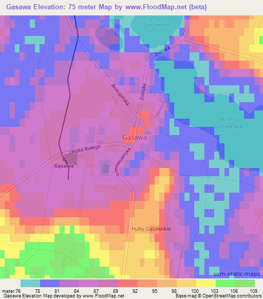 Gasawa,Poland Elevation Map