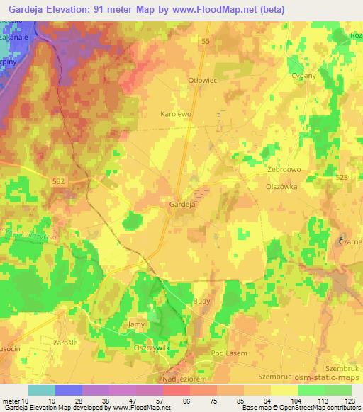 Gardeja,Poland Elevation Map