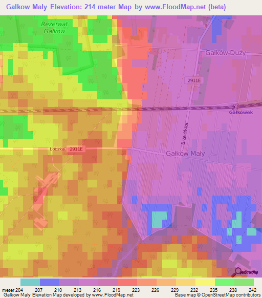 Galkow Maly,Poland Elevation Map