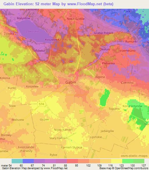 Gabin,Poland Elevation Map