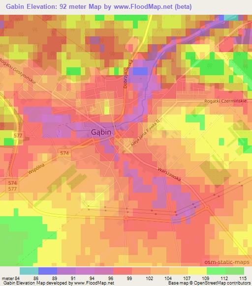 Gabin,Poland Elevation Map