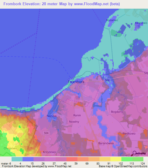 Frombork,Poland Elevation Map