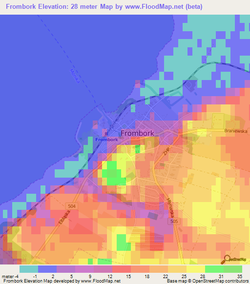 Frombork,Poland Elevation Map