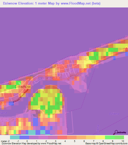 Dziwnow,Poland Elevation Map