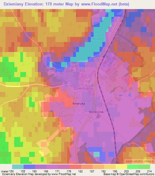 Dziemiany,Poland Elevation Map