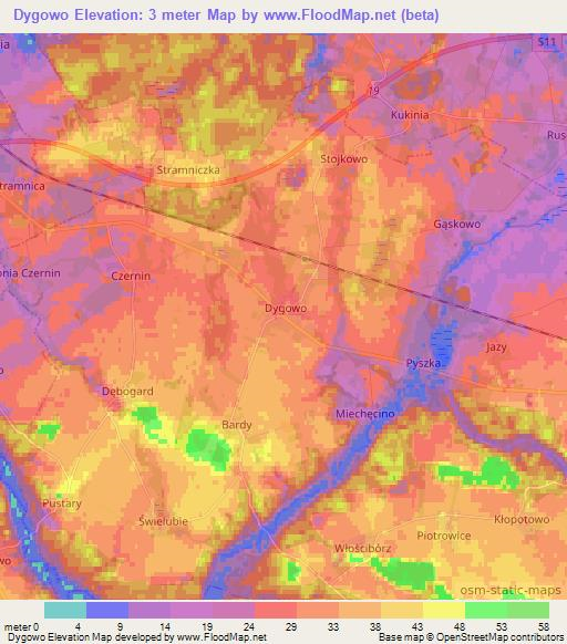 Dygowo,Poland Elevation Map