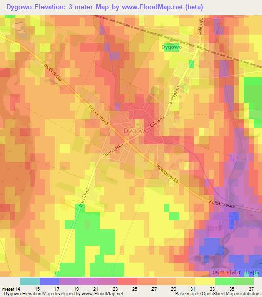 Dygowo,Poland Elevation Map