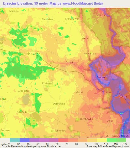 Drzycim,Poland Elevation Map