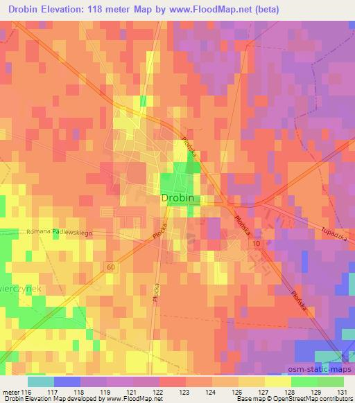 Drobin,Poland Elevation Map