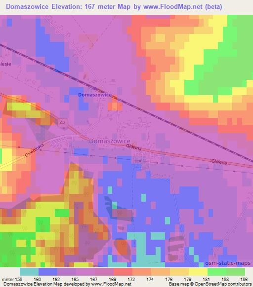Domaszowice,Poland Elevation Map