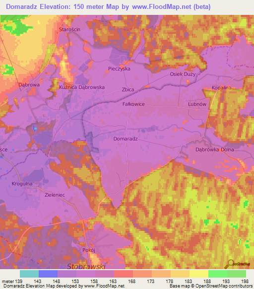 Domaradz,Poland Elevation Map