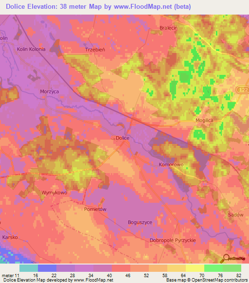 Dolice,Poland Elevation Map