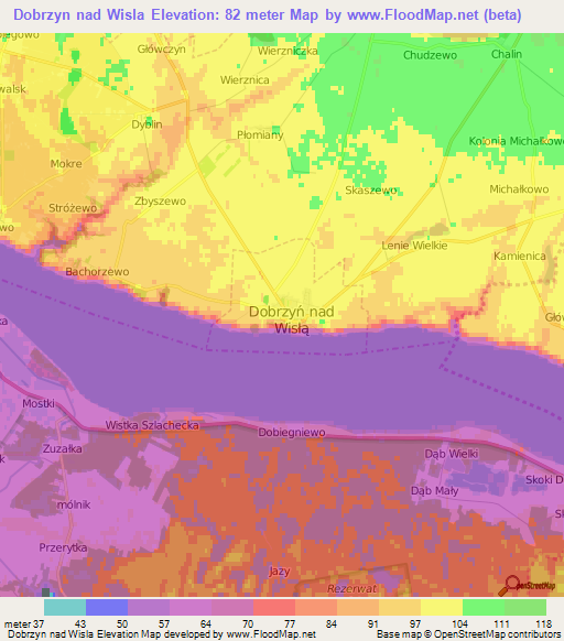 Dobrzyn nad Wisla,Poland Elevation Map