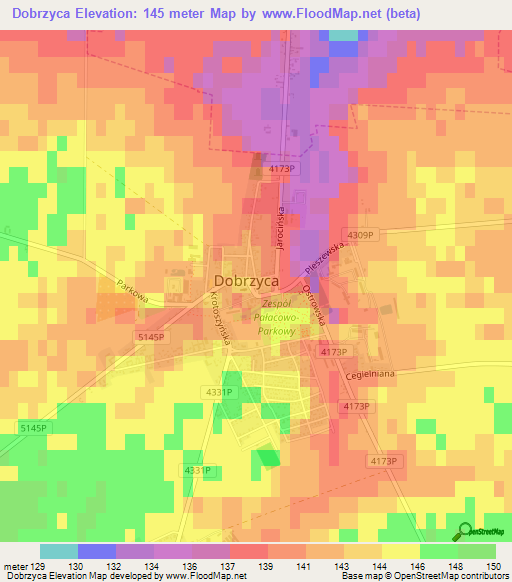 Dobrzyca,Poland Elevation Map