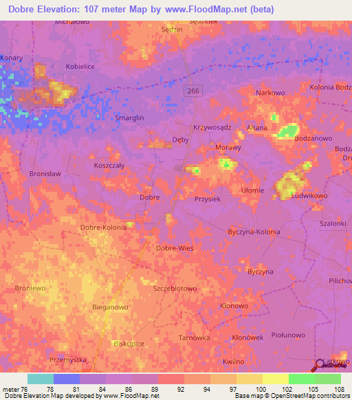 Dobre,Poland Elevation Map