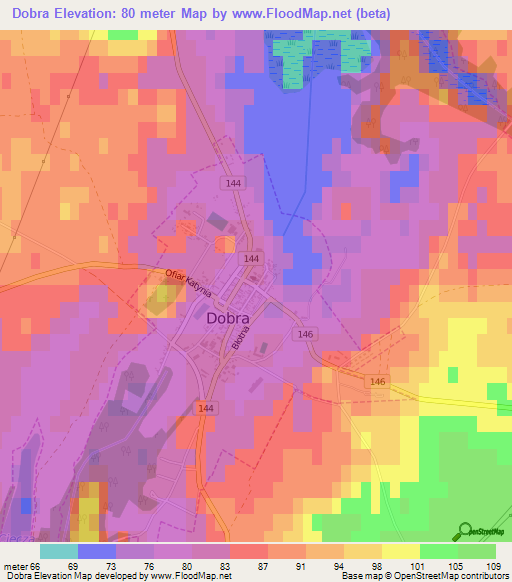 Dobra,Poland Elevation Map
