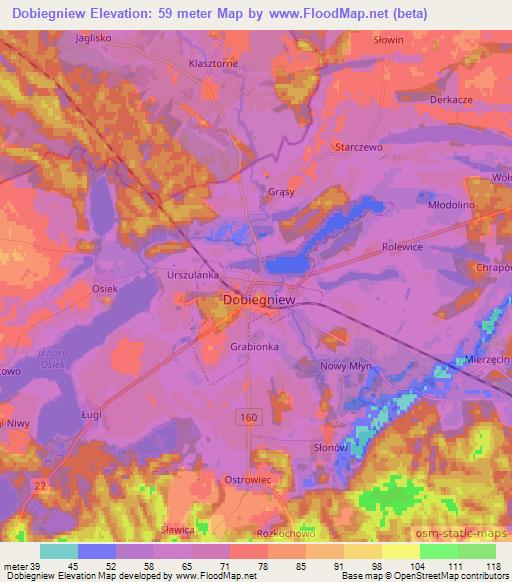 Dobiegniew,Poland Elevation Map