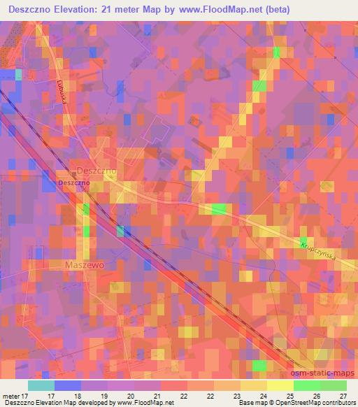 Deszczno,Poland Elevation Map