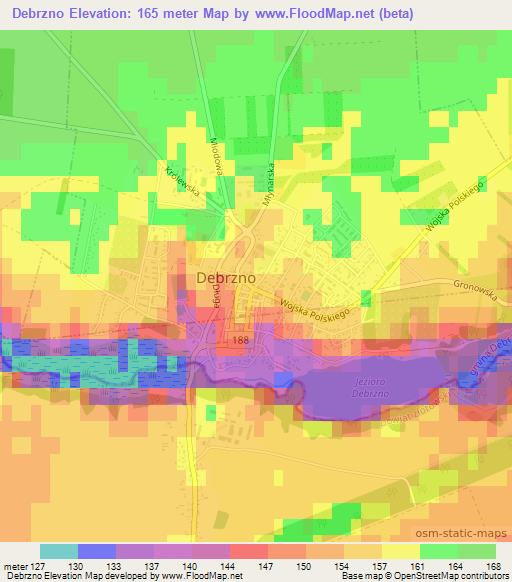 Debrzno,Poland Elevation Map