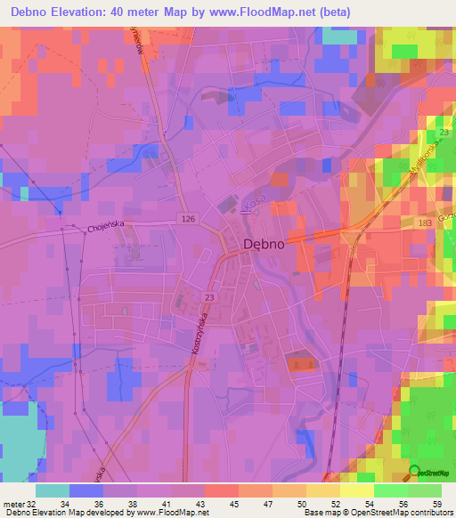 Debno,Poland Elevation Map