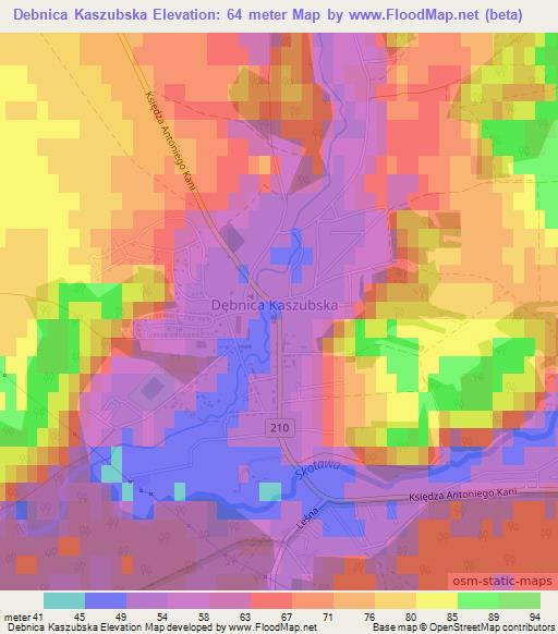 Debnica Kaszubska,Poland Elevation Map