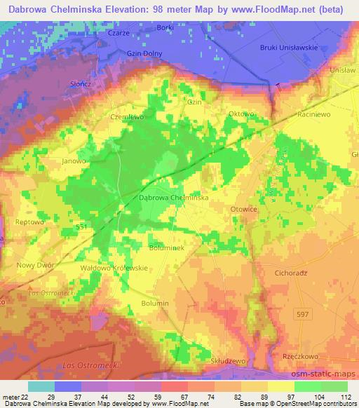 Dabrowa Chelminska,Poland Elevation Map