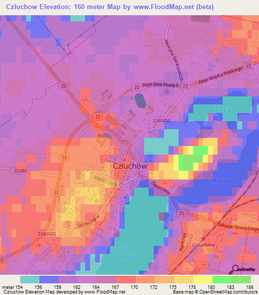 Czluchow,Poland Elevation Map