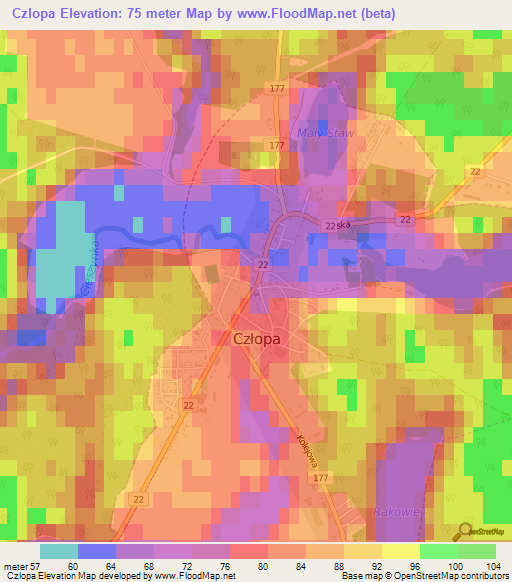 Czlopa,Poland Elevation Map