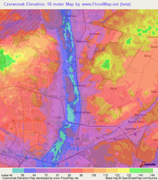 Czerwonak,Poland Elevation Map