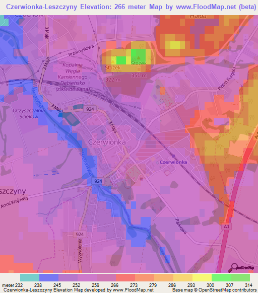 Czerwionka-Leszczyny,Poland Elevation Map