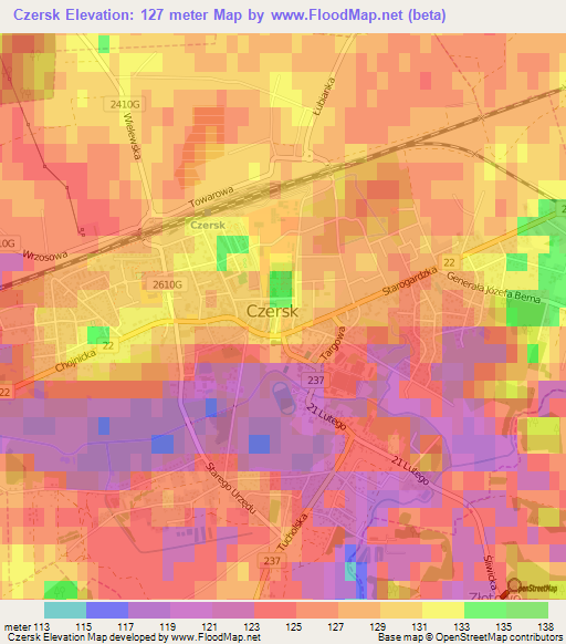 Czersk,Poland Elevation Map