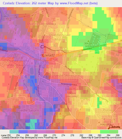Czeladz,Poland Elevation Map