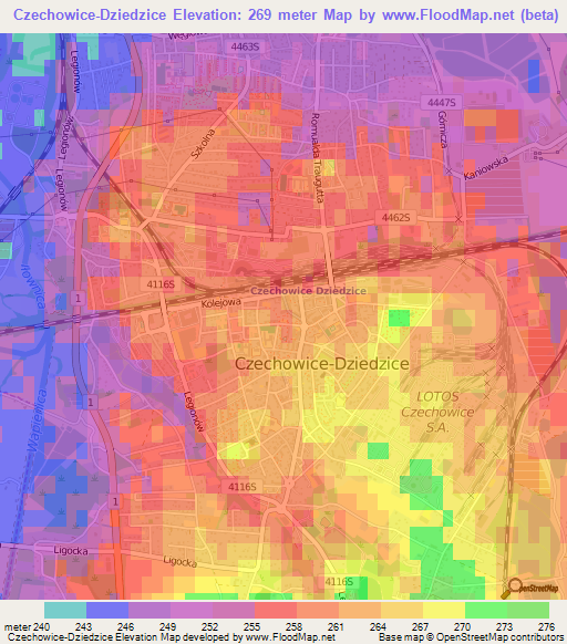 Czechowice-Dziedzice,Poland Elevation Map