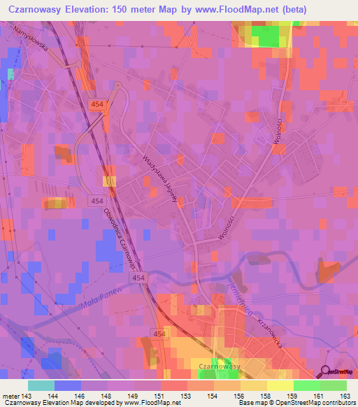 Czarnowasy,Poland Elevation Map