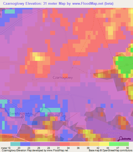 Czarnoglowy,Poland Elevation Map