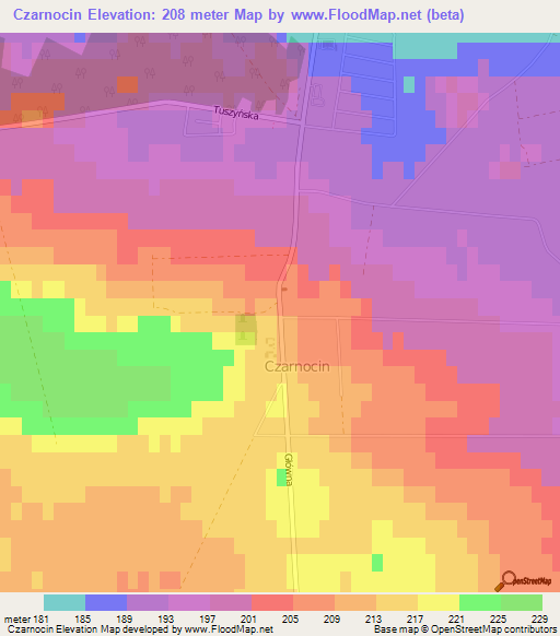 Czarnocin,Poland Elevation Map