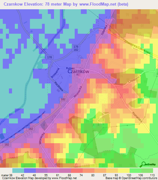 Czarnkow,Poland Elevation Map