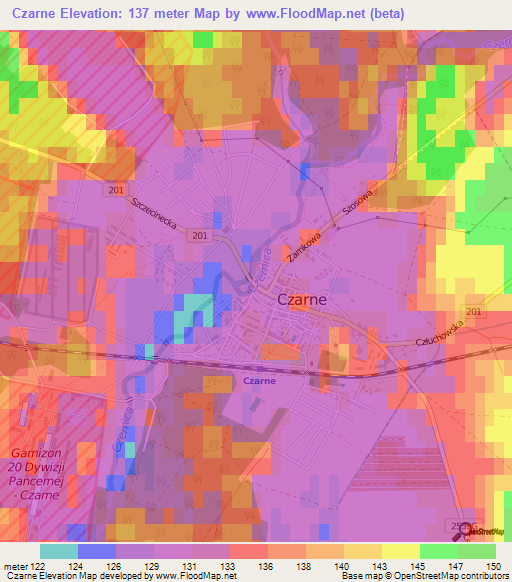 Czarne,Poland Elevation Map