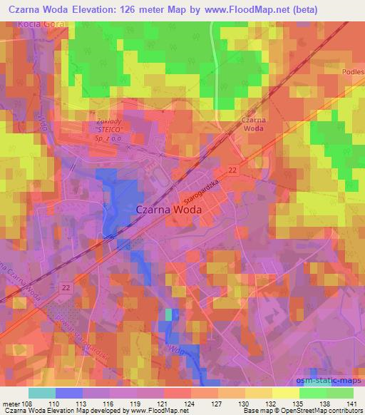 Czarna Woda,Poland Elevation Map
