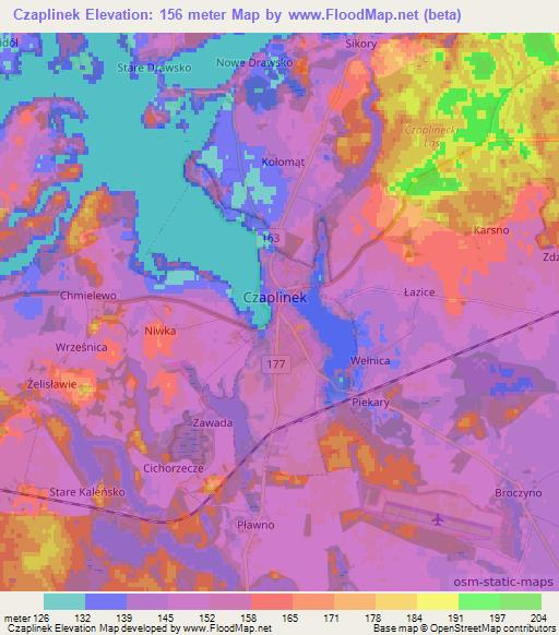 Czaplinek,Poland Elevation Map