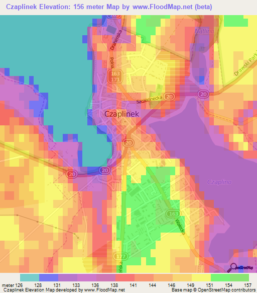 Czaplinek,Poland Elevation Map