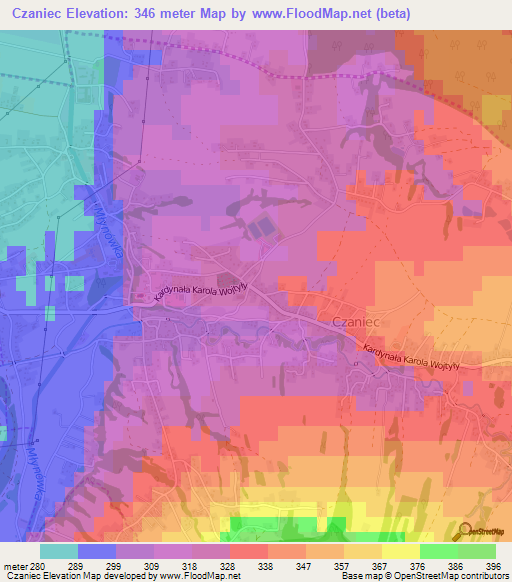 Czaniec,Poland Elevation Map