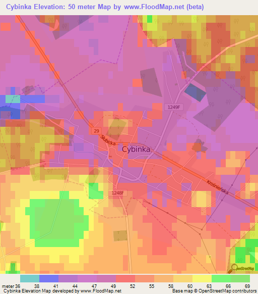 Cybinka,Poland Elevation Map