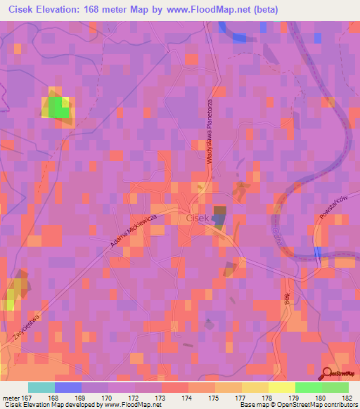 Cisek,Poland Elevation Map