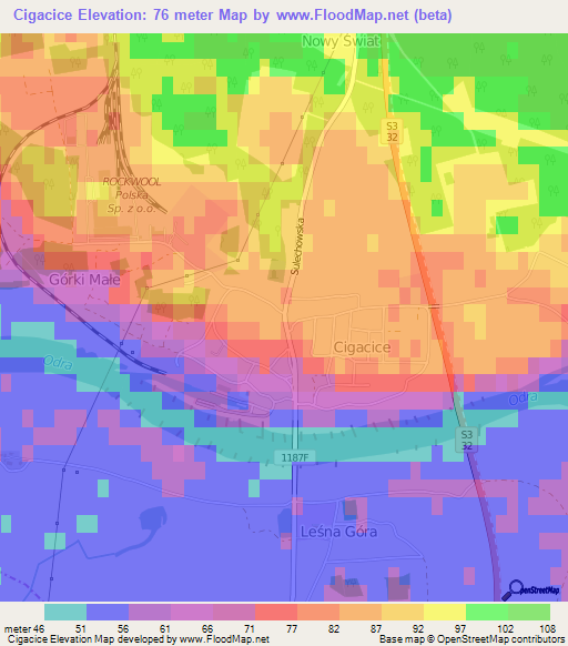 Cigacice,Poland Elevation Map