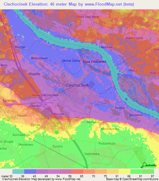 Ciechocinek,Poland Elevation Map