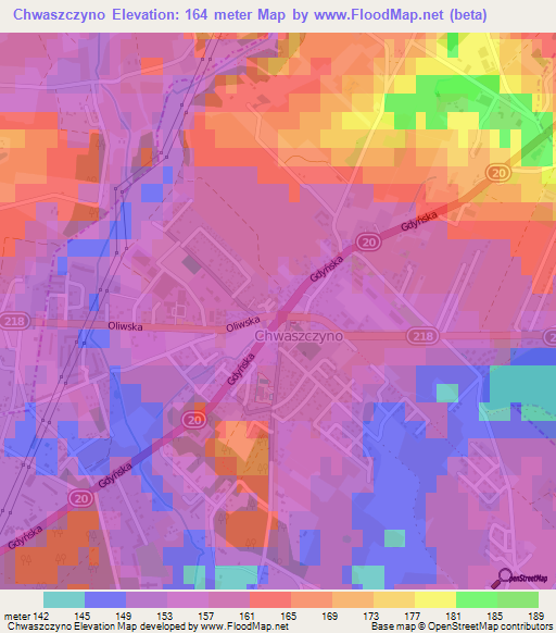 Chwaszczyno,Poland Elevation Map