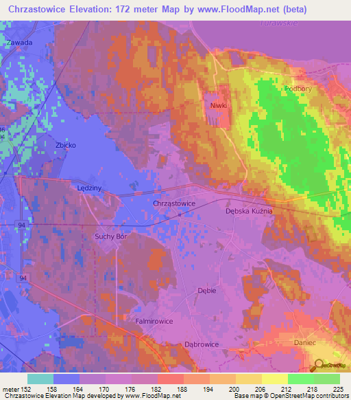 Chrzastowice,Poland Elevation Map
