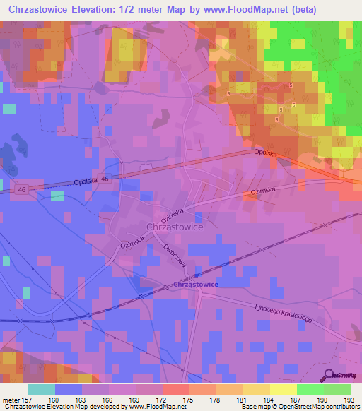 Chrzastowice,Poland Elevation Map