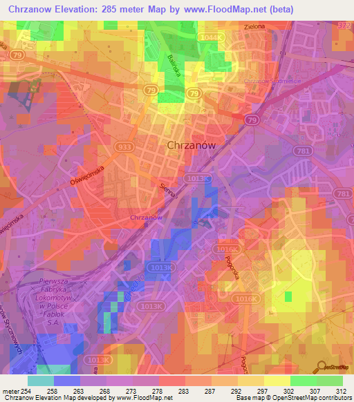 Chrzanow,Poland Elevation Map